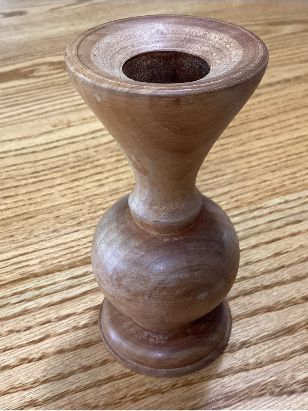 Wooden Turned Candle Holder - Brown